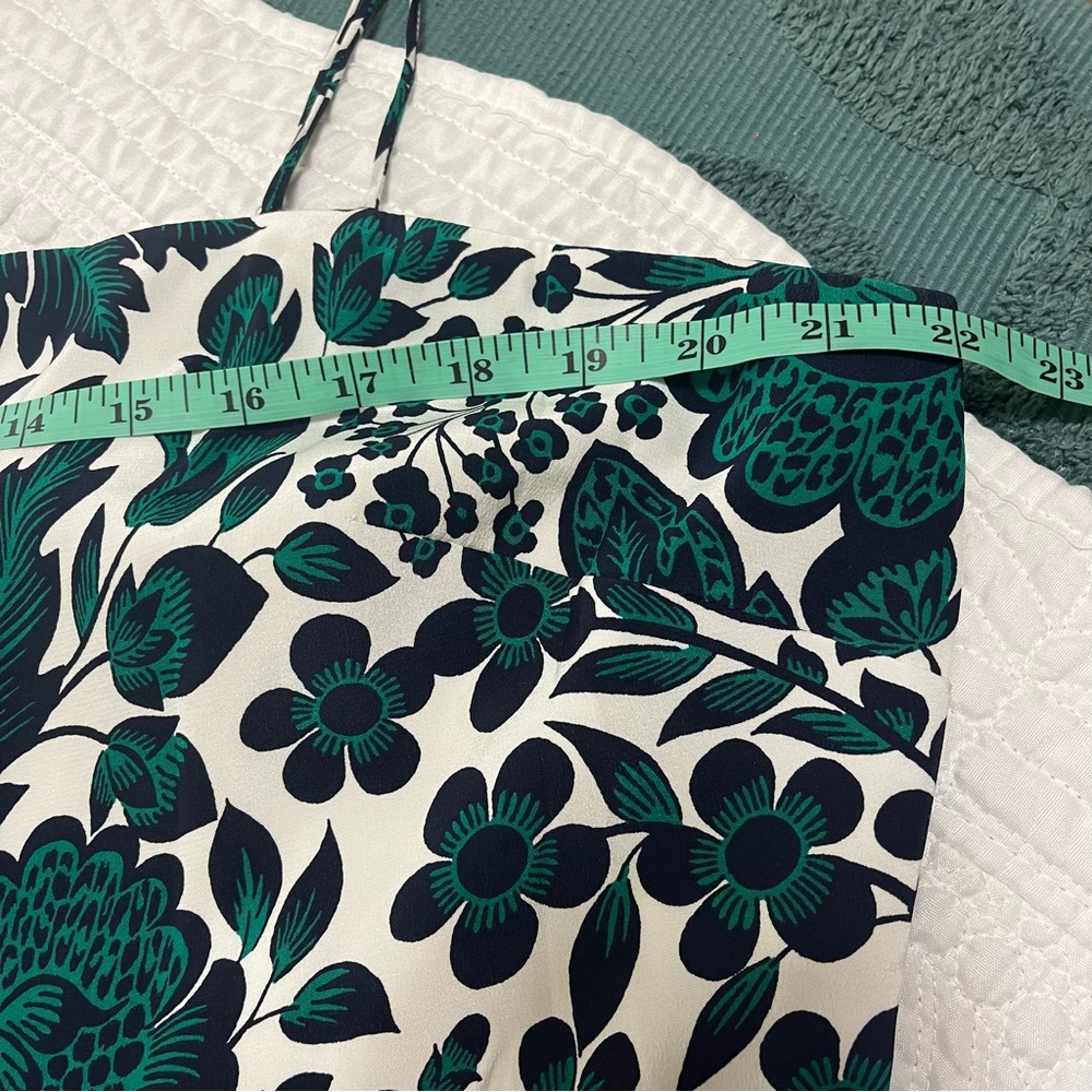 J CREW 100% Silk Hi Low Maxi Dress Tropical Floral Green White Bow Size 20 - Picture 10 of 15